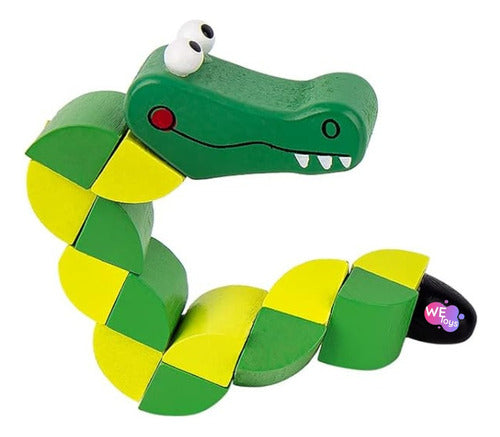 C&T Articulated Crocodile Fidget Toy Wooden Stress Relief 4