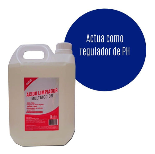 Pack 3 Limpiador Acido Muriatico Piscina 5l + Kit Vulcano Ph 7