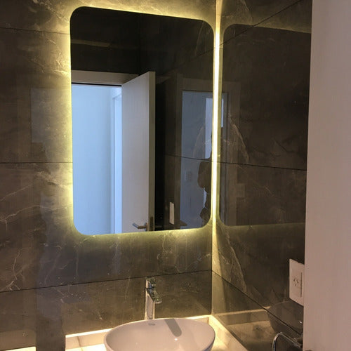 Modern Rectangular Decorative Bathroom Mirror with LED Light 70x90 cm 2