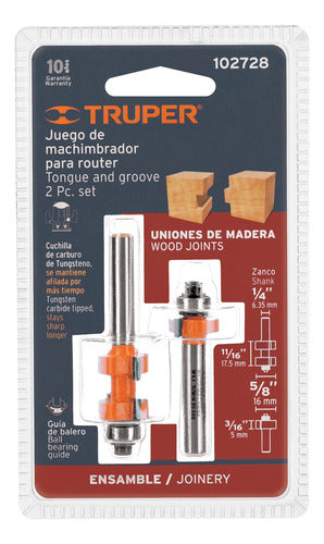 Juego De Fresas Para Machimbrar 5/8'' Truper 2