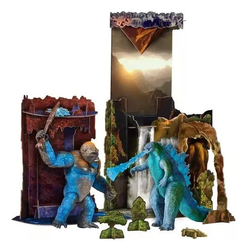 Playmates Godzilla Vs Kong Set Hollow Earth Figures And Diorama With Accessories 1