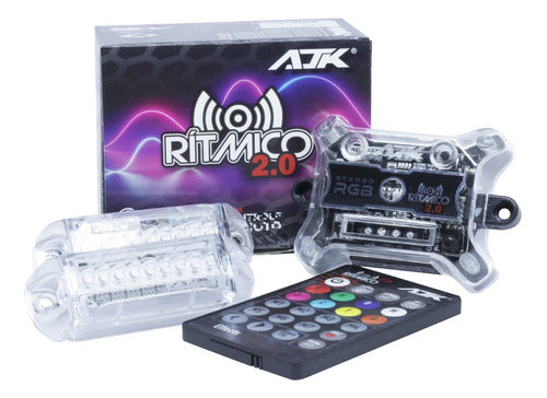 Kit Luces Strobo Audioritmico Rgb 3w Ajk Con Control Remoto 0