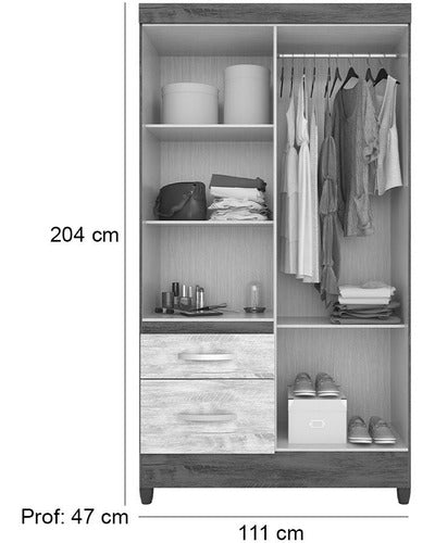 Punto Union Wardrobe with 4 Doors - 111x204x047 Mirrors - Madri Flex 2