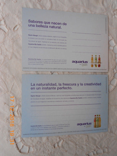 Lote De 2 Tarjetas Postales De Publicida De Agua Saborizada 1