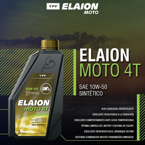 Ypf Aceite Moto 4t Sae 10w50 Sintetico Elaion Envase 1 Litro 1