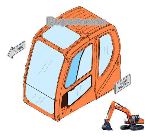 Vidro Superior Da Porta Escavadeira Doosan Dx225lc 90300070a 1