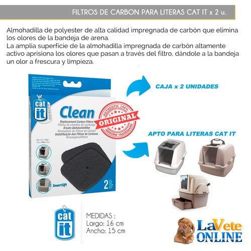 Filtros Carbon Activado Literas Cat It Cat Pan Originales 2u 1