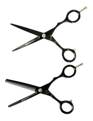 Professional Hairdressing Scissors Kit - Black 1