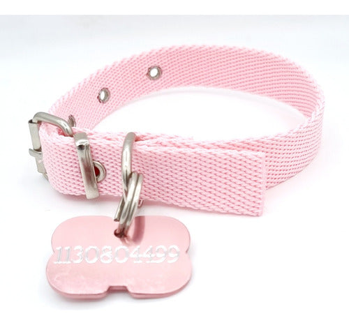 Pink Dog Tags + Pink Collar 2*45cm 2