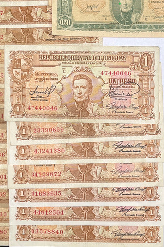 Billete Uruguay 1 ,10, 100 Y 0,5 Peso Antiguo 57 Billetes 2