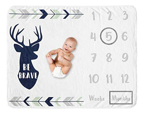 Sweet Jojo Designs Woodland Deer Boy Milestone Manta Mensual 0