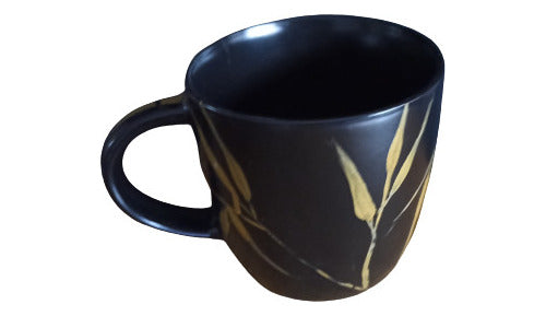 Tercerfuego.com Mug Black And Gold Hand-painted With Bamboo Design 2