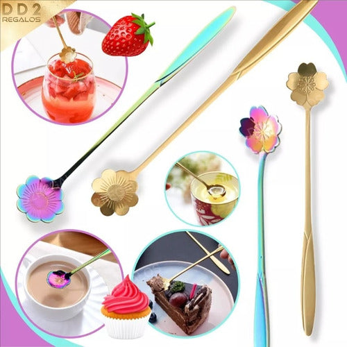 DD2 1 Dessert Coffee Spoon Stainless Steel Flower Shape 6