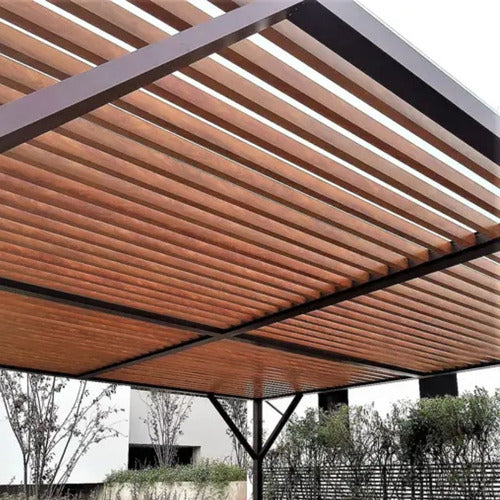 Pérgola Alero Techo Hierro Madera Sombra Exterior Herreríaar 1