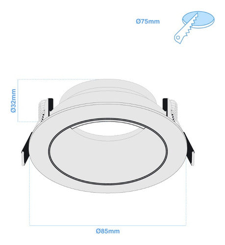 Macroled Round Dimmable Recessed Spotlight Black White 1