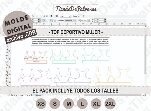 Tienda de Patrones Molde Patron Coreldraw Top Deportivo Mujer Del Xs Al 2xl 2