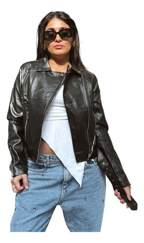 Women's Eco Leather Jacket with Belt 0