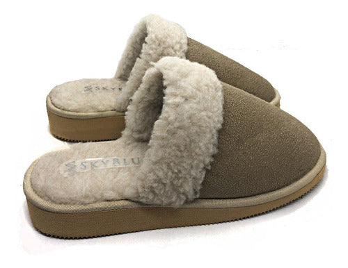 Sky Blue Women's Winter Sheepskin Slipper Skyblue Size 35 to 40 Model 9005 2