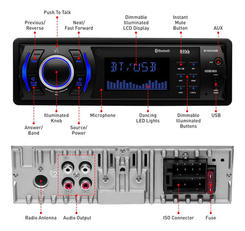 Radio Para Auto Boss Bluetooth Usb Aux Am/fm Estereo Easybuy 1