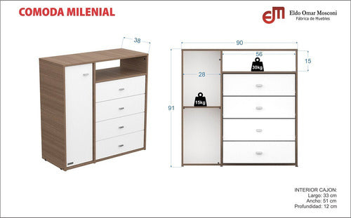 Eldo Omar Mosconi Millennial Dresser with Doors + 4 Drawers 4