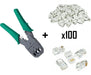 Prosoft Combo Pinza Crimpeadora Con Fichas RJ45 Cat 5 Y Capuchones 1