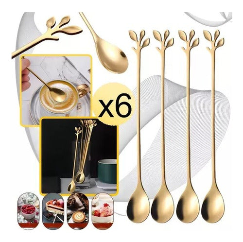 Geko Set of 6 Long Handle Stainless Steel Dessert Coffee Spoons 2