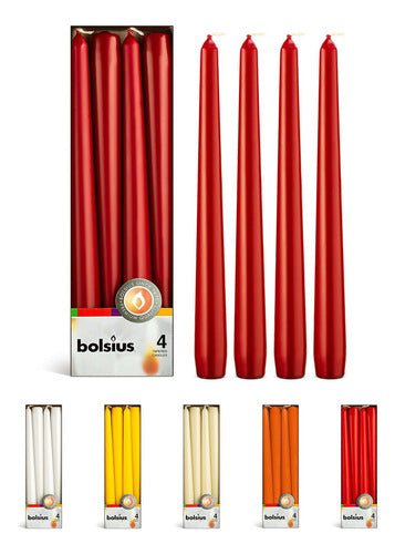 Bolsius Dark Red Taper Candles, Pack of 4 0