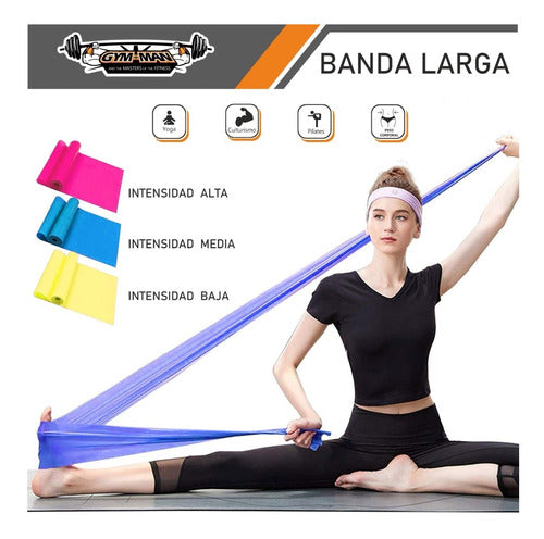 GYM.MAN Long Elastic Resistance Band for Pilates - Each 2