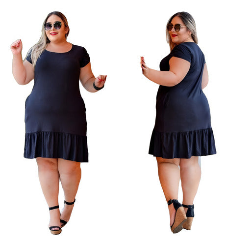 Moda y Estilo Short Dress with Ruffles Plus Size 0