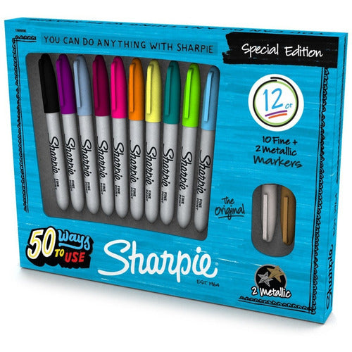 Marcadores Sharpie Pack X 10 Finos 2 Metálicos Febo 0