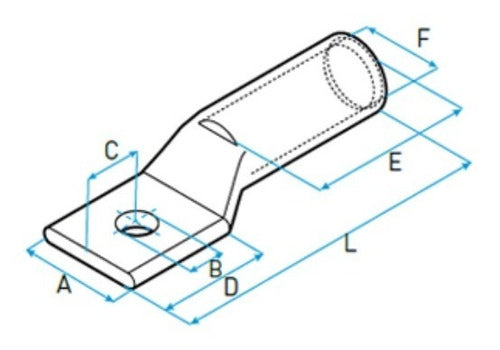 LCT Terminal De Cobre Estañado Tubo Largo 185mm2 Ojal 1/2'' 1