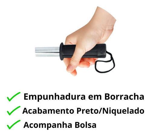 Bastão Retrátil Defesa Pessoal Tonfa 47cm Aço Carbono 5