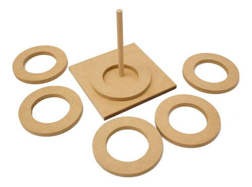 Puntitos Carpintería Round Ring Toss Game for Kids - Learn and Paint - MDF 1