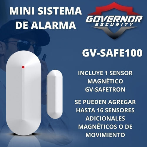 Governor Safe-100 Mini Alarm System + 2 Extra Sensors + Batteries 1