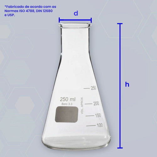 Erlenmeyer De Vidro Boca Estreita Graduado - 2000ml 3