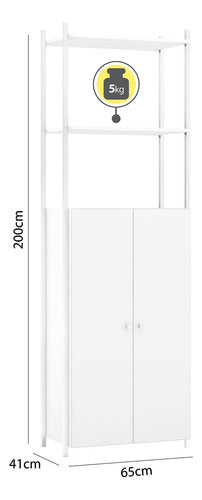 Armário Closet Metalic 001 Industrial Branco Móveis Estrela 2