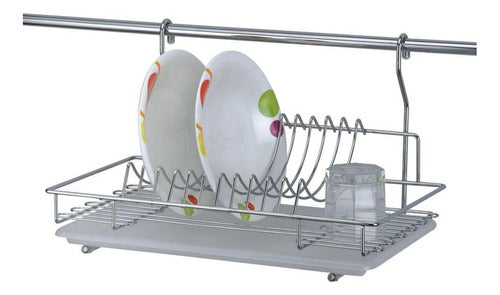 Palermo Chrome Hanging Dish Drainer + 80cm Bar + Cutlery Holder 0