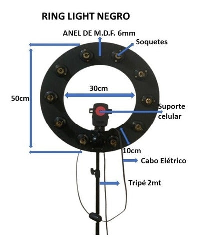 Painel Ring Light Iluminação Tripé : 50cm.frete Grátis . 1