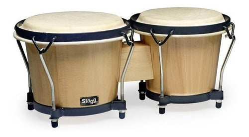Stagg 7" + 6" Wood Bongo Drum with Leather Skin 0