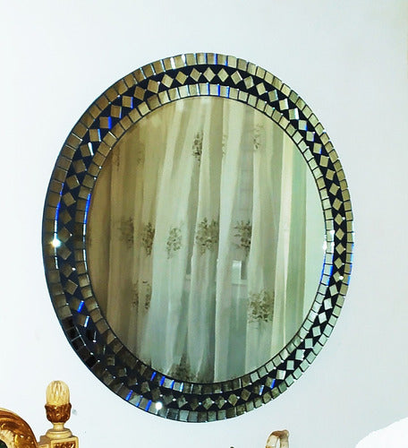 Handcrafted Round Mosaic Mirror XXL - Rombo Model 2