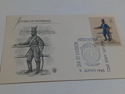 Tarjeta Filatelia Día De Emisión 5/6/65 Húsares De Pueyrredó 0