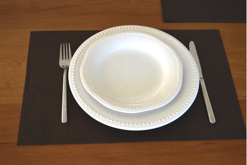 Black Deco Set of 6 Individual Place Mats in Brown Rafia 3