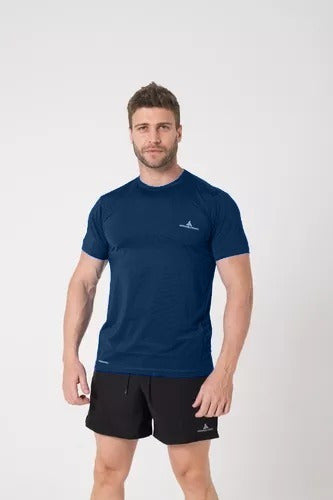 Urban Luxury Men's Microperforated Sport T-Shirt in Navy Blue - Rehodry 0