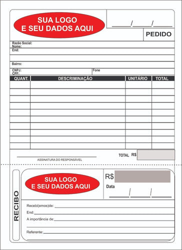 10 Talão Pedido Controle Orçamento 2 Vias Carbonado A/4 3