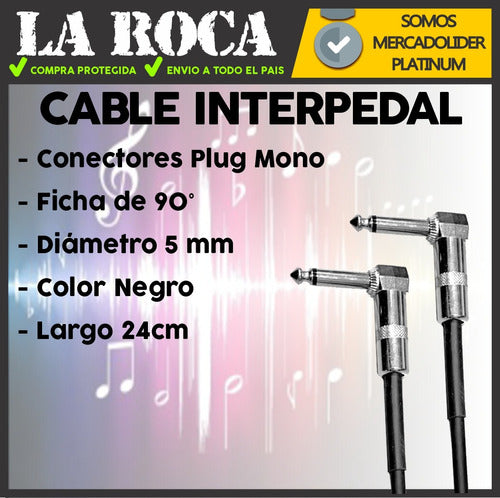 LA ROCA Cable Interpedal Plug L Ficha Metalica 24cm Pedales Cuo 3