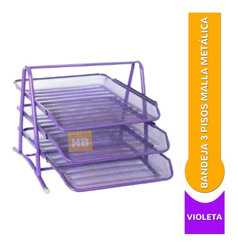 Stendy Triple Metal Paper Tray 3-Tiered Mesh Organizer 1