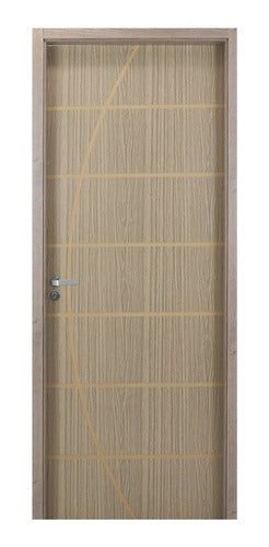 Kit Porta De Madeira Decorada 215x74cm Com Batente De Mdf 0