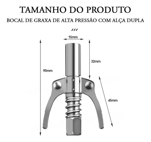 Bico Aclopador Graxeira Pistola Lubrificação Graxa C/ Trava 7