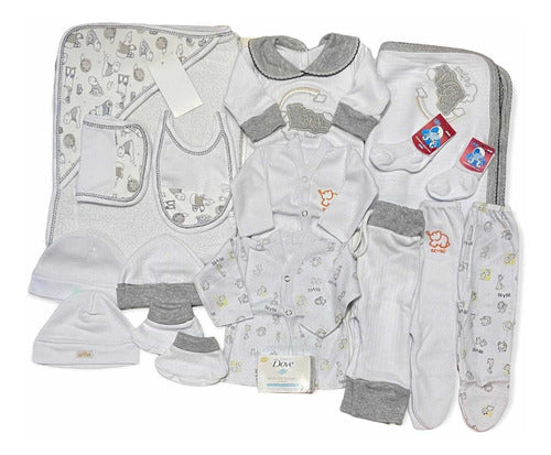 Complete Baby Layette Set - 17 Cotton Pieces with Towel 1