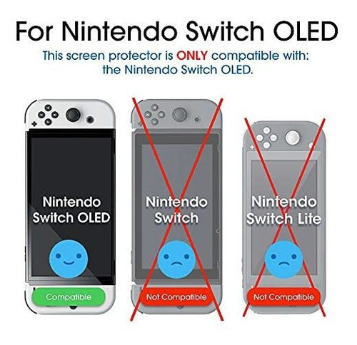 3-Pack amFilm Tempered Glass Screen Protectors for Nintendo Switch OLED Model 2021 3